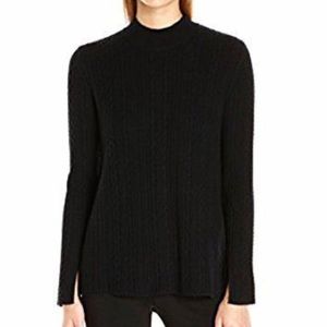 Theory Friselle black wool blend cable knit classic sweater size Medium